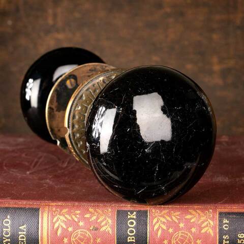 #51742 Antique Porcelain & Brass Door Hardware Set image 3