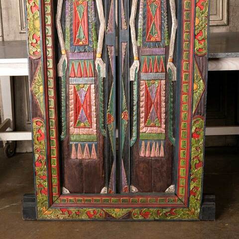 #51783 39x78 Salvaged Carved Wood Temple Doors image 3