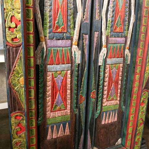 #51783 39x78 Salvaged Carved Wood Temple Doors image 6