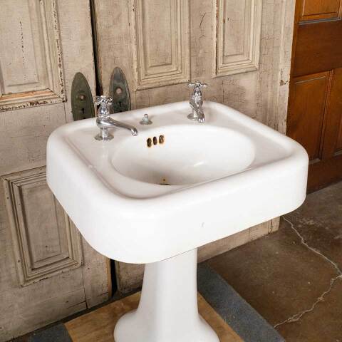 #52092 Salvaged Antique Cast Iron Pedestal Sink image 2