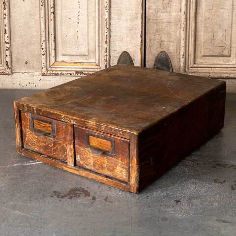 #52104 Antique Oak 2 Drawer Library Card Catalog image 2