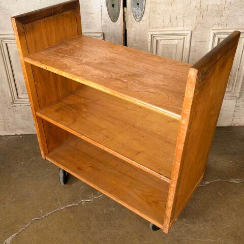 #52112 Vintage Rolling Wood Library Book Cart image 3
