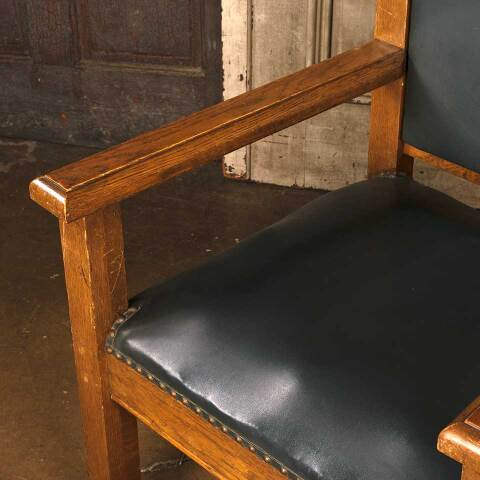 #52134 Antique Carved Oak Gothic Throne Chair image 7