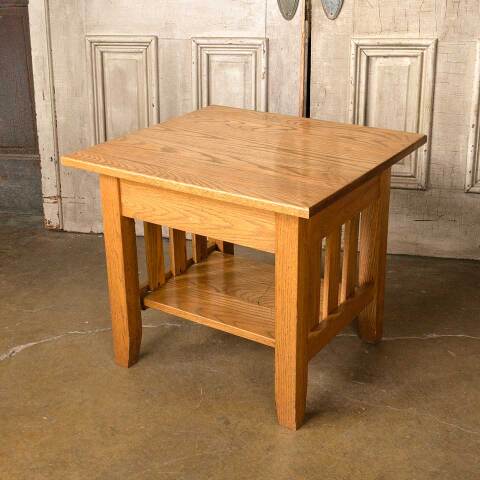 #52146 24x22 Salvaged Solid Oak Wood End Table image 4