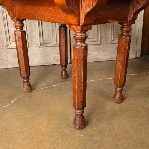 #52231 Salvaged Antique Oak Kitchen / Parlor Table image 8