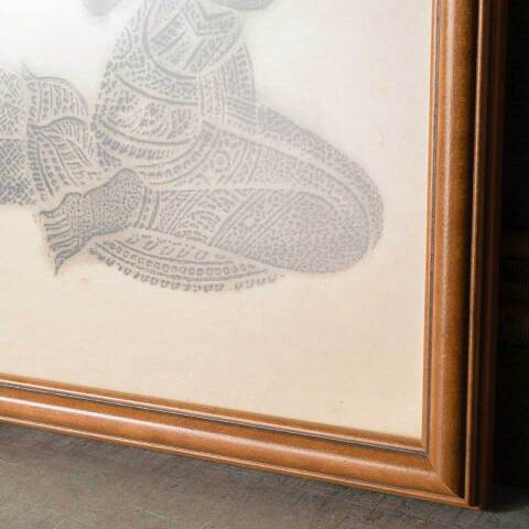 #52255 Wood Framed Thai Temple Rubbing Artwork image 3