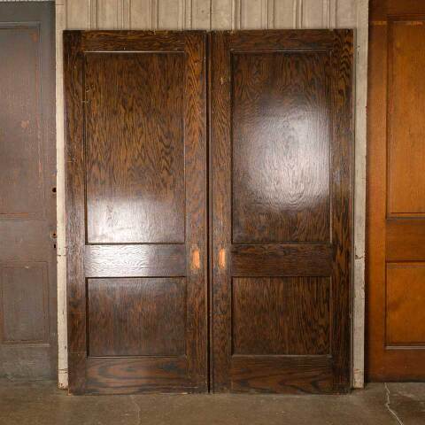 #52446 65x84 Antique Oak 2 Panel Pocket Doors image 5