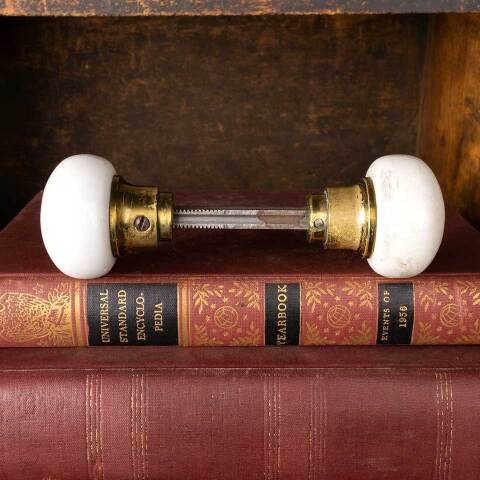 #52478 Antique Petite White Porcelain Doorknobs image 2