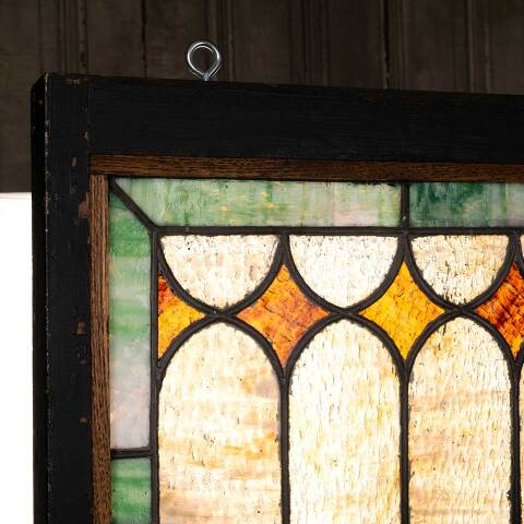 #52479 39x28 Antique Stained Glass Window image 3