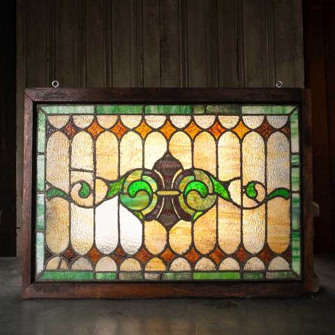 #52479 39x28 Antique Stained Glass Window image 4