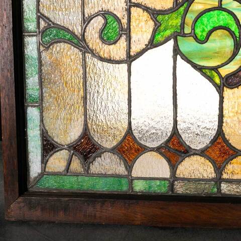 #52479 39x28 Antique Stained Glass Window image 5