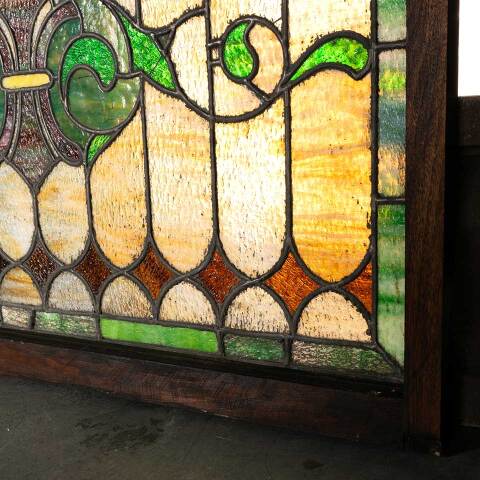 #52479 39x28 Antique Stained Glass Window image 6