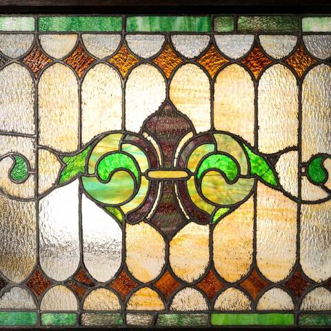 #52479 39x28 Antique Stained Glass Window image 7