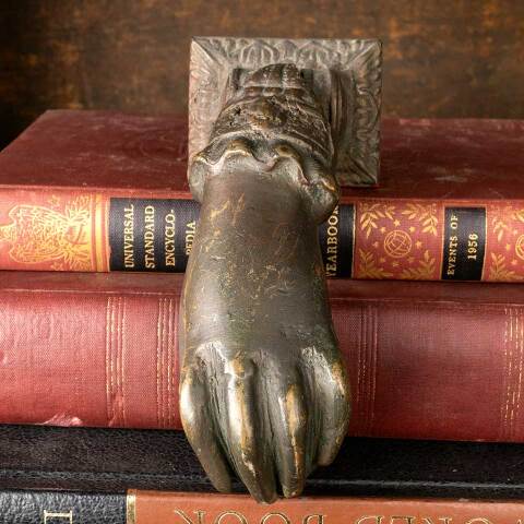 #52485 Antique Cast Brass Hand Door Knocker image 2