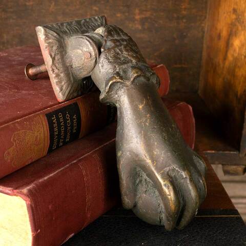 #52485 Antique Cast Brass Hand Door Knocker image 6