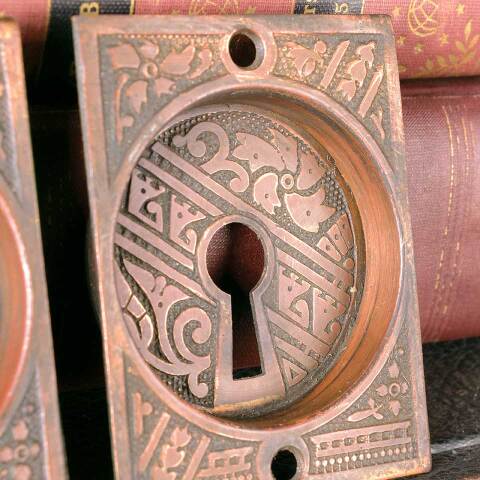 #52488 Antique Victorian Pocket Door Hardware Pulls image 3