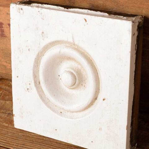 #52548 Antique Painted Wood Rosette Trim Block image 2