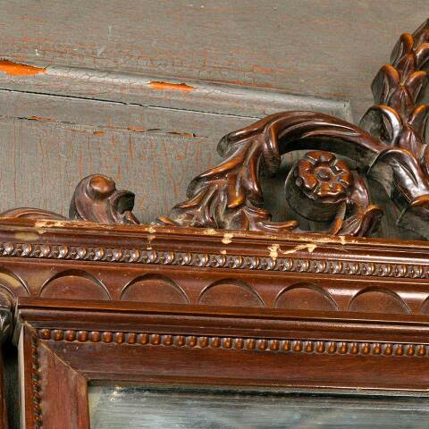 #52626 Antique Ornate Wood Framed Wall Mirror image 4