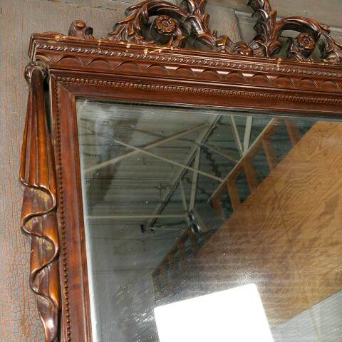 #52626 Antique Ornate Wood Framed Wall Mirror image 5