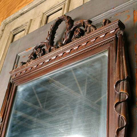 #52626 Antique Ornate Wood Framed Wall Mirror image 6