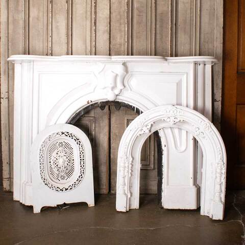 #52638 Antique Cast Iron Fireplace Mantel & Cover image 8