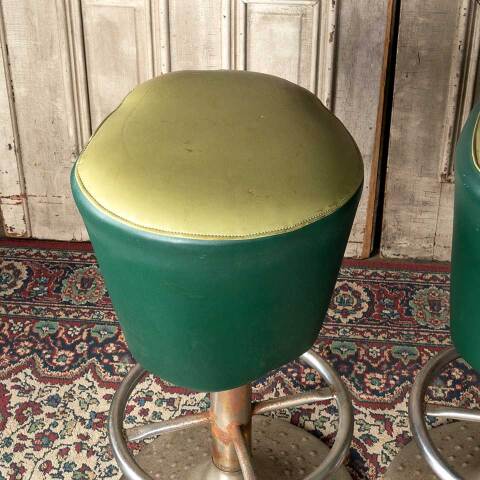 #52687 Set of 2 Unique Vintage Stools with Footrests image 2