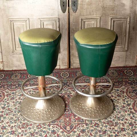 #52687 Set of 2 Unique Vintage Stools with Footrests image 4
