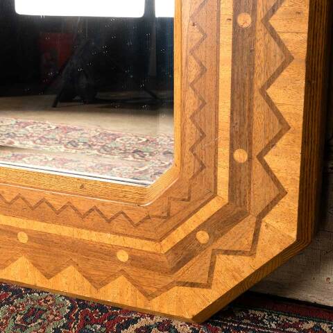 #52688 Large Wood Framed Beveled Glass Mirror image 4