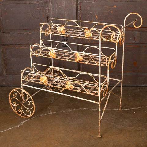 #52691 Painted Metal Tiered Plant Stand Cart image 6