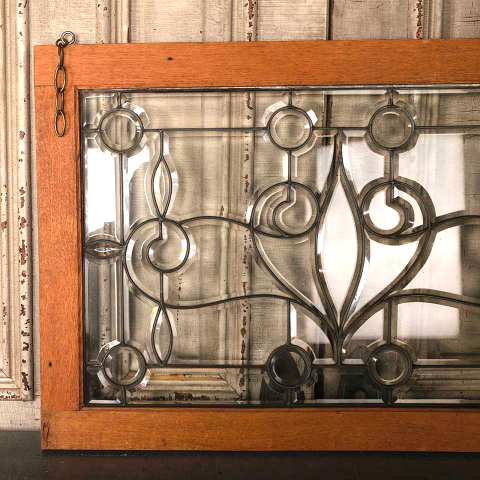 #52728 37x25 Antique Leaded Beveled Glass Window image 4