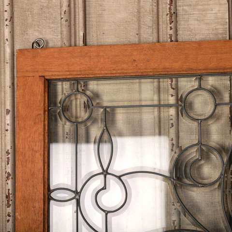 #52728 37x25 Antique Leaded Beveled Glass Window image 6