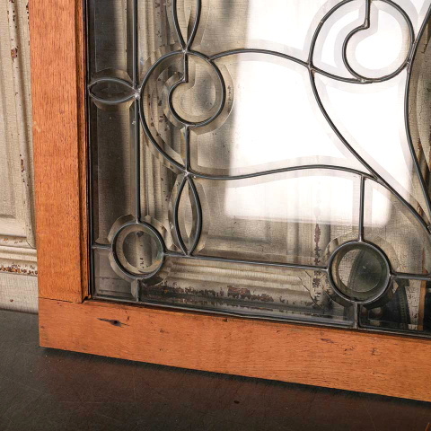 #52728 37x25 Antique Leaded Beveled Glass Window image 8