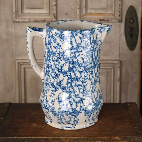 #52754 Antique 9" Spongeware Stoneware Pitcher image 7