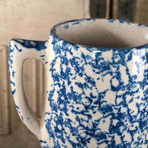 #52754 Antique 9" Spongeware Stoneware Pitcher image 6