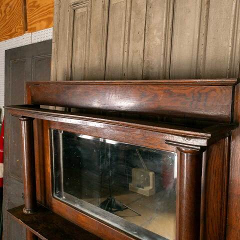 #52824 60x78 Antique Oak Fireplace Mantel w/ Mirror image 5