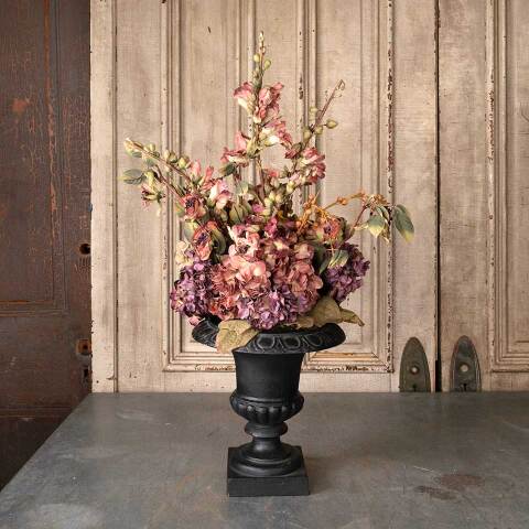 #52851 Cast Iron Garden Urn Planter w/ Flowers image 2