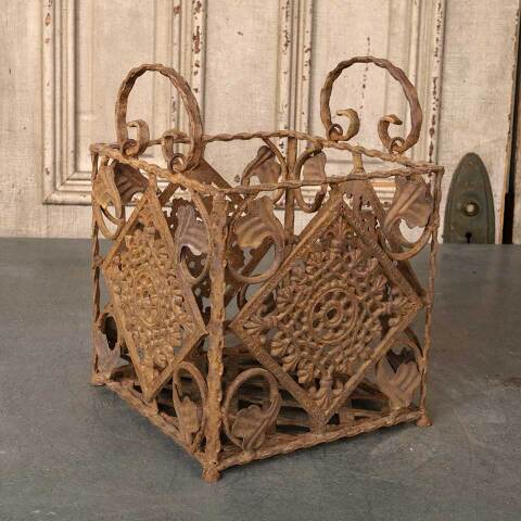 #52865 Vintage Square Metal Planter with Handles image 5