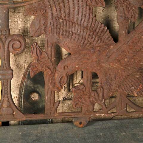 #52888 Salvaged Cast Iron Bench Back w/ Eagles image 3