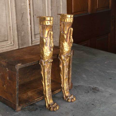 #52958 Antique Brass Swan Furniture Support Legs image 2