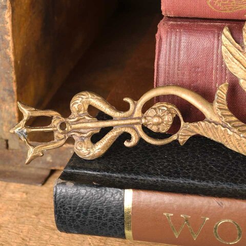 #52995 Antique Cast Brass Swan Furniture Appliqués image 5
