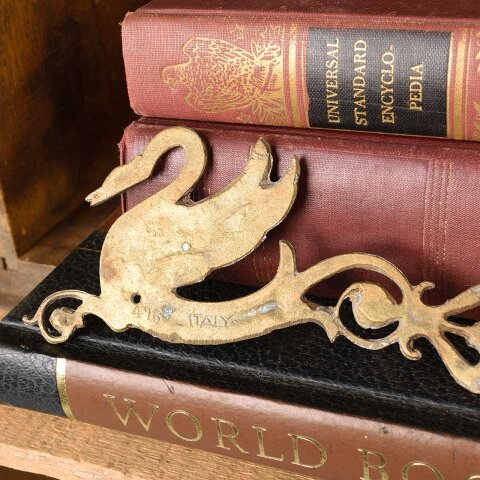 #52995 Antique Cast Brass Swan Furniture Appliqués image 6