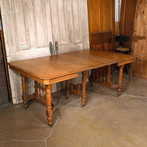 #53364 Antique Ornate Victorian Oak Dining Table image 2
