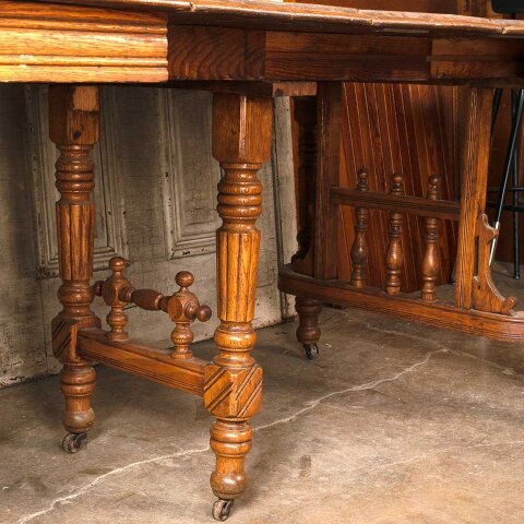 #53364 Antique Ornate Victorian Oak Dining Table image 3