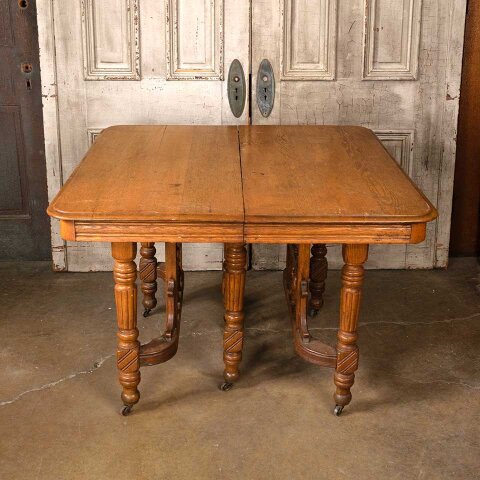 #53364 Antique Ornate Victorian Oak Dining Table image 7
