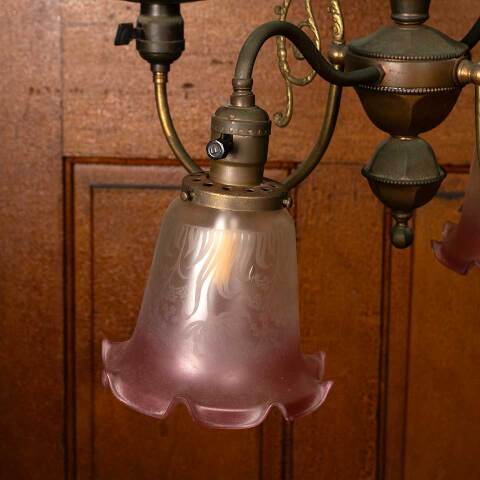 #53446 Salvaged Antique Gas & Electric Chandelier image 3