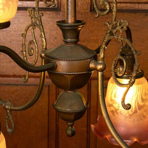 #53446 Salvaged Antique Gas & Electric Chandelier image 5
