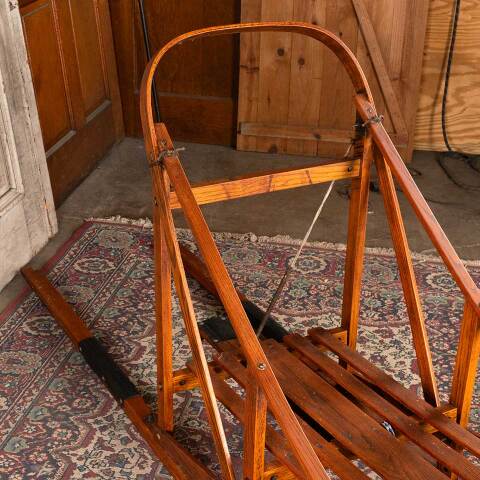#53806 Vintage Oak Wood Dog Sled Sleigh image 4