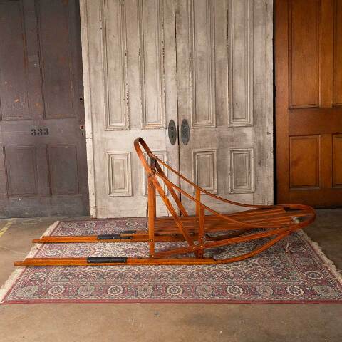 #53806 Vintage Oak Wood Dog Sled Sleigh image 8