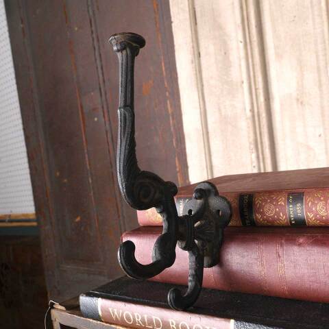 #53828 Ornate Antique Cast Iron Coat & Hat Hook image 5