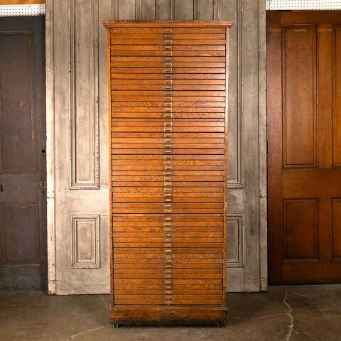 #53847 Antique Oak Flat Map 50 Drawer Cabinet Unit image 2